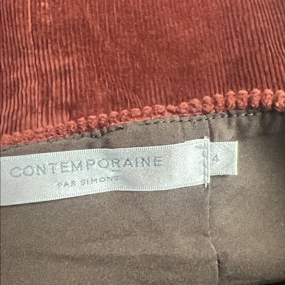 Simons Contemporaine corduroy rust brown lined button accent pencil skirt 4 - Picture 8 of 8
